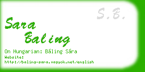 sara baling business card