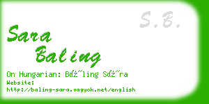 sara baling business card